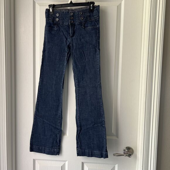 Papaya Jeans Juniors Size 9 Blue Bootcut Low Rise High Button Fly Pants Jeans - Picture 1 of 14